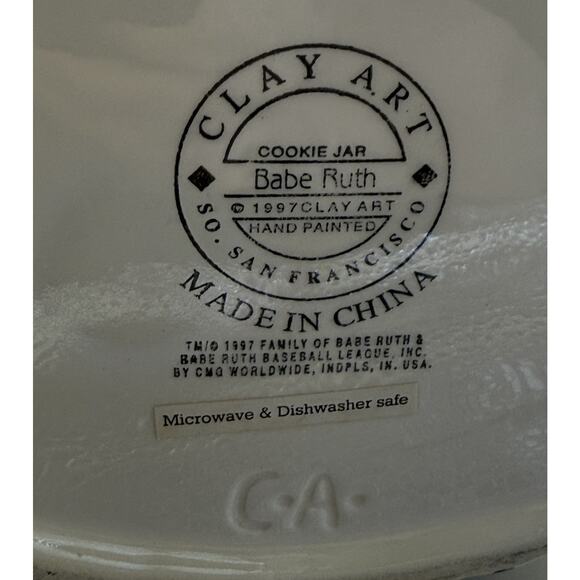 Vintage Babe Ruth Baseball Legend Hand Painted Cookie Jar By Clay Arts 1997 - Picture 10 of 12